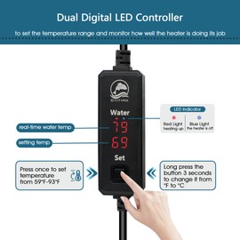 Small Aquarium Heater 50W Submersible Fish Tank Heater for 5-15 Gallons, Dual LED Display Temperature Controller, Suitable for Saltwater and Freshwater, Mini Water Heater for Betta/Turtle Tank