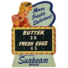 Butter and Fresh eggs Sunbeam Bread Advertisement Metal Sign