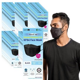 [50pcs] Happy Life , Good Day kf94 Black face mask Adult Size Made In Korea