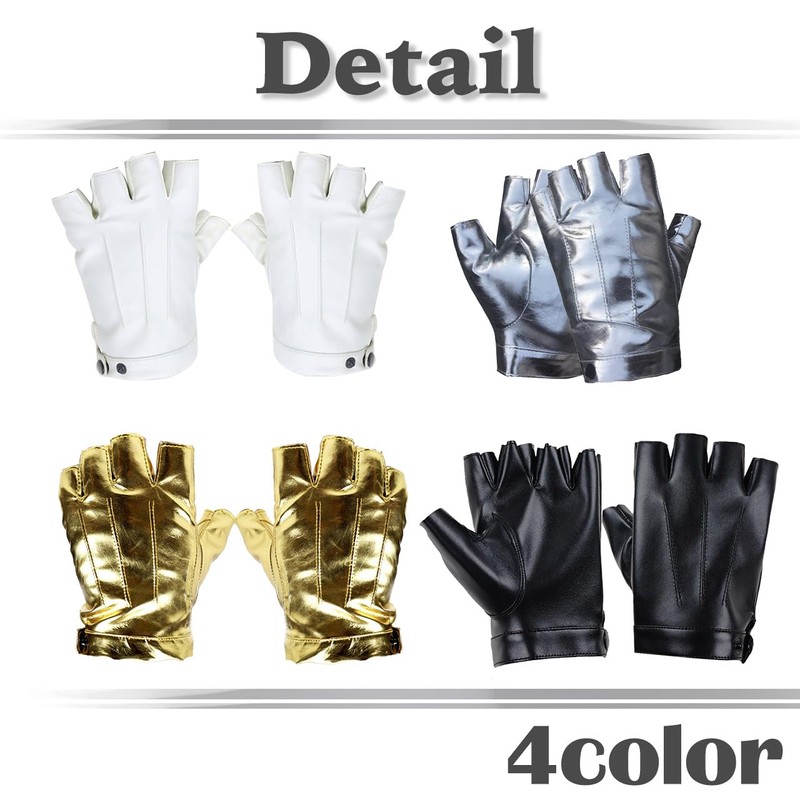 White Fang NT253 Gloves, Gloves, Leather, Fingerless, Gold, Silver, Rock