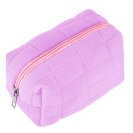 Sibba Makeup Case Cosmetic Organizer Travel Toiletry Bags Skin Care Pouch Small Fluffy Purse Collection Traveling Makup (Purple)