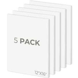 Mat Board Center, Pack of 5, 12X16 Foam Boards, Acid Free White Foam Core Boards for Mounting, Crafts, Display, Presentation and Projects, 1/8'' Thick