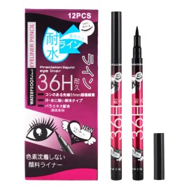 Lote 12 Delineadores Negro Indeleble Plumón 36 Horas Mayoreo