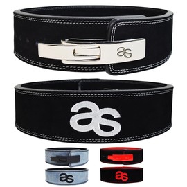 Premium Lever Buckle Powerlifting Belt Genuine Leather 13mm Thick 4" Wide Unisex Belt for Gym Lower Back Support for Gym Workouts Deadlifts Squats Heavy Weightlifting (Black, Medium)