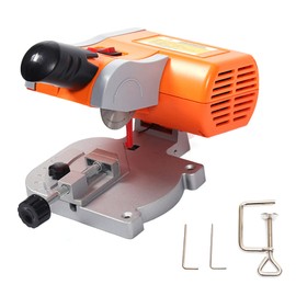 Mini Bench Cut-off Miter Saw Set 110V Power Benchtop Accurate Precision Cutting Machine with 2" Blade 1/2" Cuting Depth Cutter for Metal Wood Plastic (Orange)