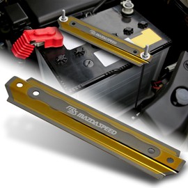 Battery Hold Down Bracket, Aluminum Battery Tie Down Bracket Fits for MazdaSPD , Battery Tray for Car Battery Mount Bracket Hold , Car Battery Lock Down- with 9inches J Bolts (GunBlack)