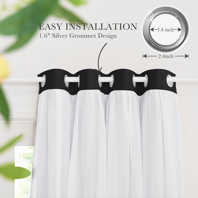 PONY DANCE Black Curtains for Bedroom - Decorative Window Curtains