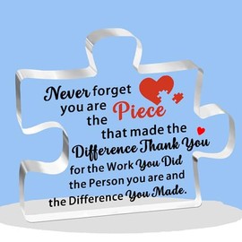 JETTOP Thank you Gifts for Women Nursery Teacher Leaving gifts for Colleagues Women Men Retirement Gifts Goodbye Gifts for Colleagues Plaque Acrylic Thank You for The Work You Did