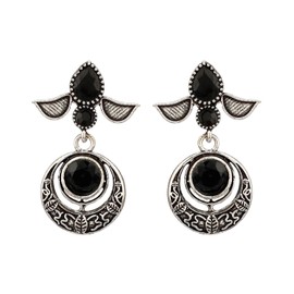 Efulgenz Indian Earrings for Women Bohemian Crystal Black Dangle Earrings Crystal Chandbali Earrings Set Dangle Earrings Statement Earrings Jewelry for Women, Copper, No Gemstone