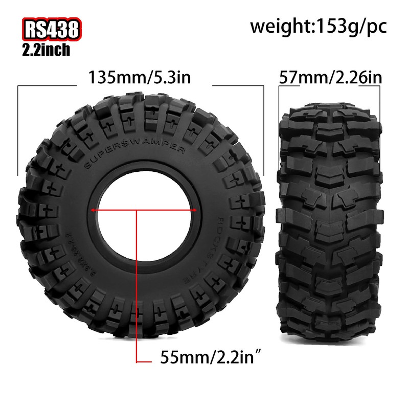STMU 2.2 Crawler Tires 135mm/5.30inch With Foam Inserts 4PCS For