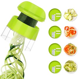 Spiral Cutter Vegetable Julienne Cutter 4 in 1 Zoodle Maker Zucchini Spaghetti Cutter, Vegetable Spiral Cutter, Zuchini Spiral Cutter, Spiralizer for Zucchini, Cucumber, Carrot (Multi-Way)