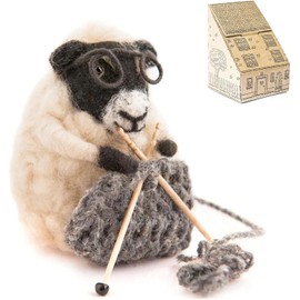 Sew Heart Felt l Hand Felted Knitting Nora Sheep l Organic Wool l Hand Made Home Decor l Natural Fibres l Fair Trade l Plush Novelty Animal Ornament