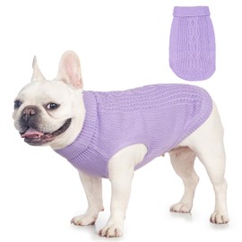 Jnancun Cat Sweater Keep Your Pets Cozy, 16 Color Turtleneck Knitted Sleeveless Cat Clothes, Winter Outfits for Cats & Small Dogs During Cold Seasons (Purple, XX-Large)