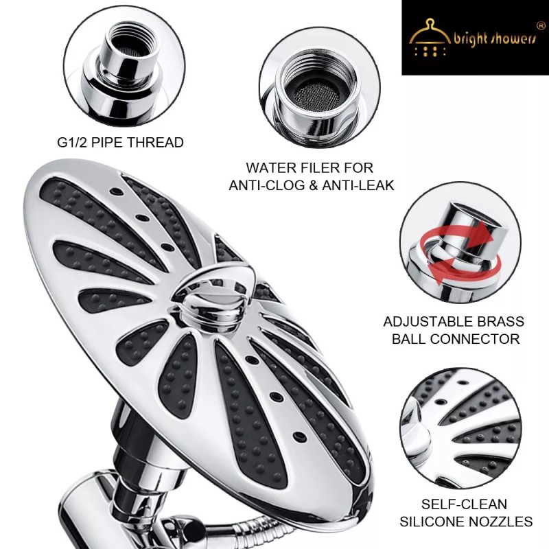 BRIGHT SHOWERS NEW Overhead Rain Showerhead and Handheld Shower Head