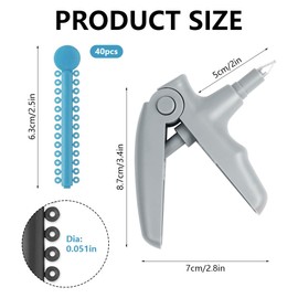 OFFCUP Orthodontic Ligation Gun Tools, 1040 Pieces Orthodontic Ligation Ties, Orthodontic Ligation Dental Instrument Accessories for Dental Orthodontic Supply, Grey