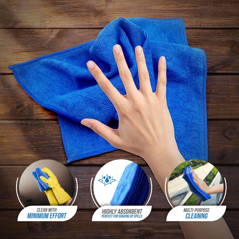 Microfiber Cleaning Cloth, Large Size 40x40cm, Super Absorbent Lint Free