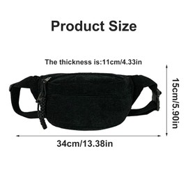 Bum Bag Cord Women's Shoulder Bag Cord with Shoulder Strap Adjustable Fashionable Cord Waist Bag Black Leisure Sports Waist Bags Crossbody Bag Unisex for Men and Women, black, Leisure sports