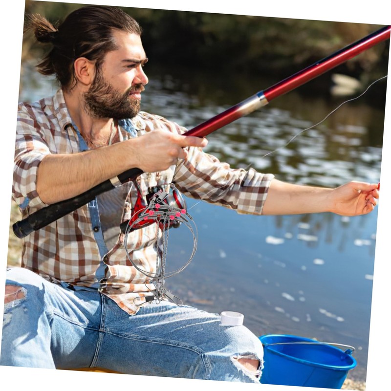 Kisangel 5sets Wire Fishing Trace Leaders Kit Tangling Fishing Rigs