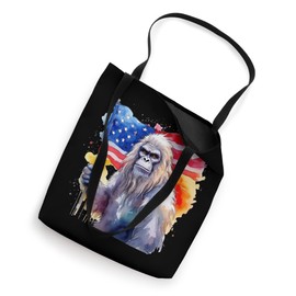 Bigfoot Watercolor Artwork American Flag 4th Of July Art USA Tote Bag