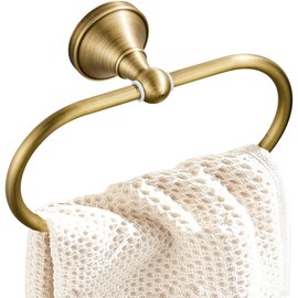 Oval Brass Towel Ring, Bronze Towel Racks, Antique Brass Hanger Hand Towel Holder for Bathroom Kitchen Accessories Wall Mounted