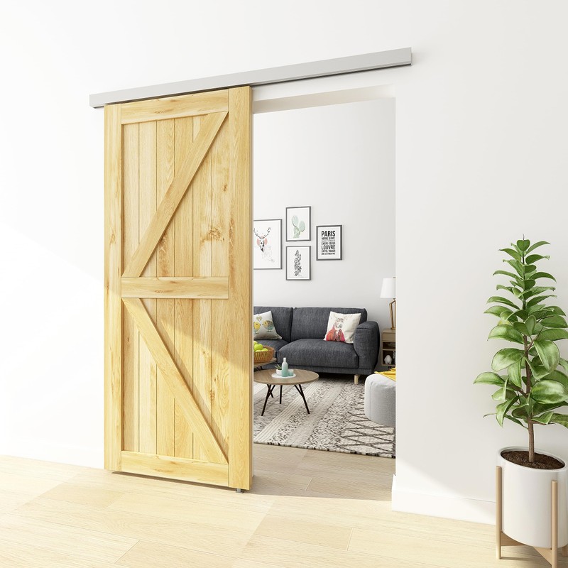 JUBEST 6FT Sliding Barn Door Track Kit, Aluminium Box Rail