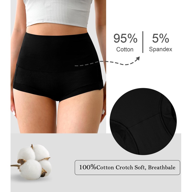 OLIKEME Cotton High Waisted Womens Underwear Soft Stretch Breathable Full