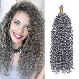 Crochet Extensions Synthetic Water Wave Hair Extensions 14" Inch/35CM Wavy Braiding Hair For Women Ladies Beauty - Grey(Weight:100g)