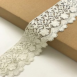 6 cm Wide Europe Flower Pattern Inelastic Embroidery Lace Trim, Curtain Tablecloth Slipcover Bridal DIY Clothing/Accessories (3.7 Metres in One Package) (White)