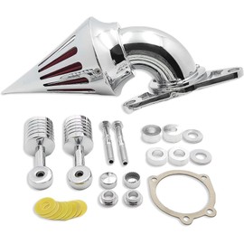 HASkulle Motorcycle Chrome Air Cleaner Filter Compatible with for Harley Softail Fat Boy Dyna Street Bob Wide Glide