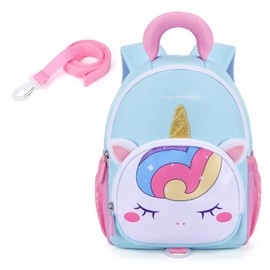 mommore Toddler Backpack for Girls 2-4 Cute 3D Kids Backpack Unicorn Small Pre-K Backpacks Water-Resistant for Preschool Kindergarten with Toddler Leash, Chest Buckle