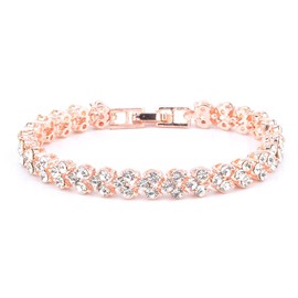 Prosy Roman Crystal Bracelets Fancy Hand Accessories Adjustable Jewelry for Women and Girls (Rose Gold)