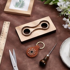 UNICRAFTALE Leather Cutting Die Leathers Keychain Wooden Die Cuttings Molds Wallet Punching Dies Smooth Wooden Base Sharp Steel Blades Punch Stamping Tool for DIY Leather Crafts