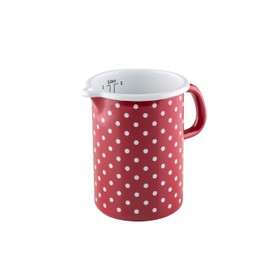 Riess, 0338-077, Küchenmaß 10 1,00 L, COUNTRY - PÜNKTCHEN ROT, Durchmessser 10 cm, Höhe 14,8 cm, Inhalt 1 Liter, Emaille, rot/weiß, Induktion