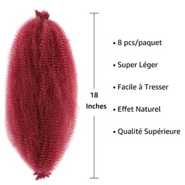 X-Tress 18 Zoll Marley Twist 8 Packs Häkelzöpfe Haarverlängerung Butterfly Locs Spring Passion Twist Braiding Hair Knotless Braids Box Braids(Burgundy)