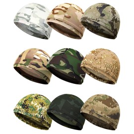 Jeere 9 piezas de gorra de calavera refrescante con forro de camuflaje que absorbe el sudor, gorra ligera de ciclismo para hombres y mujeres, Camouflage Color, One Size