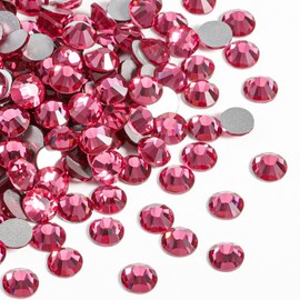 Beadsland 2880pcs Flat Back Crystal Rhinestones Round Gems for Nail Art and Craft Glue Fix,Rose,SS6,1.9-2.1mm
