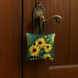 Caroline's Treasures Kentucky Goldenrod in Watercolor Hanging Square Fabric Ornament 3.5 × 3.5 Decorative Door-Knob & Tree Hanger, Soft Fabric