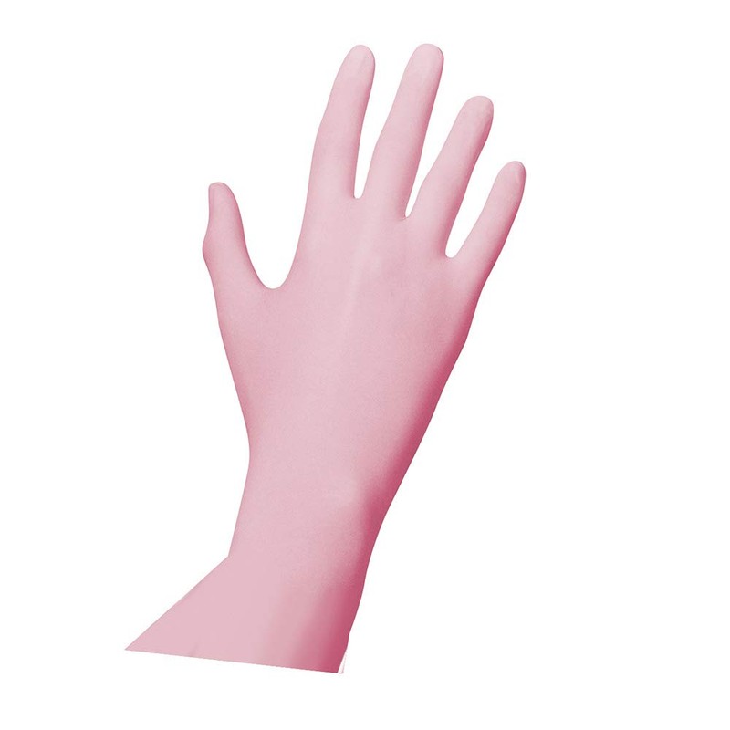 Pink Pearl Nitrile Disposable Gloves, Powder-Free, Size S (Pack of