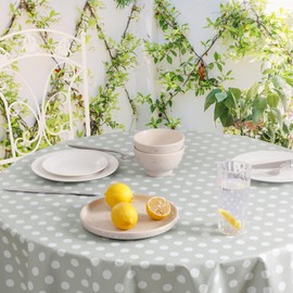 Romanstile Small Oilcloth Tablecloth Outdoor Tablecloth Round 80 cm Outdoor Grey PVC Tablecloths, Weatherproof and Waterproof, Garden Table, Restaurant, Garden, Bistro, Hotel, Cafe, Balcony, Party