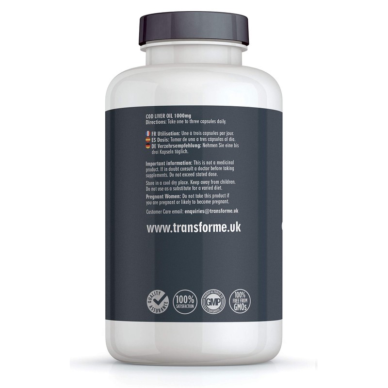 Transforme Cod Liver Oil Capsules 1000mg 365 High Strength Omega