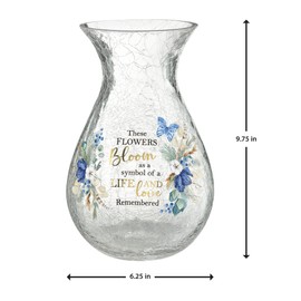 Lillian Rose Crackle Glass Memorial Flower Vase with Sympathy Verse