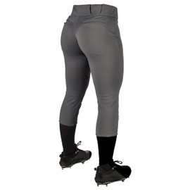 CHAMPRO Girls Tournament Traditional Low-Rise Softball Pant, Medium, Graphite