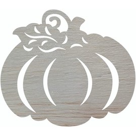 Pumpkin with Cutouts Wood 5" Shape, Unfinished Paintable Craft