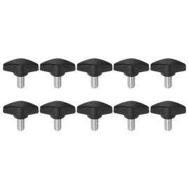 sourcing map 10pcs Tee Wing Knobs Thumb Screws M8 x 14mm Standard Male Thread Plastic T Knobs Handles Hand Clamping Knobs Grip Thumbscrew, Black
