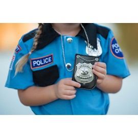 Police Badge for Kids - Pretend Play PD Badge with Chain & Belt Clip