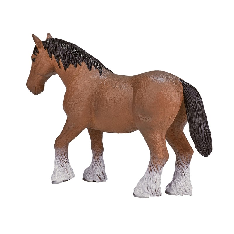 MOJO Brown Clydesdale Realistic Horse Toy Replica Hand Painted Figurine