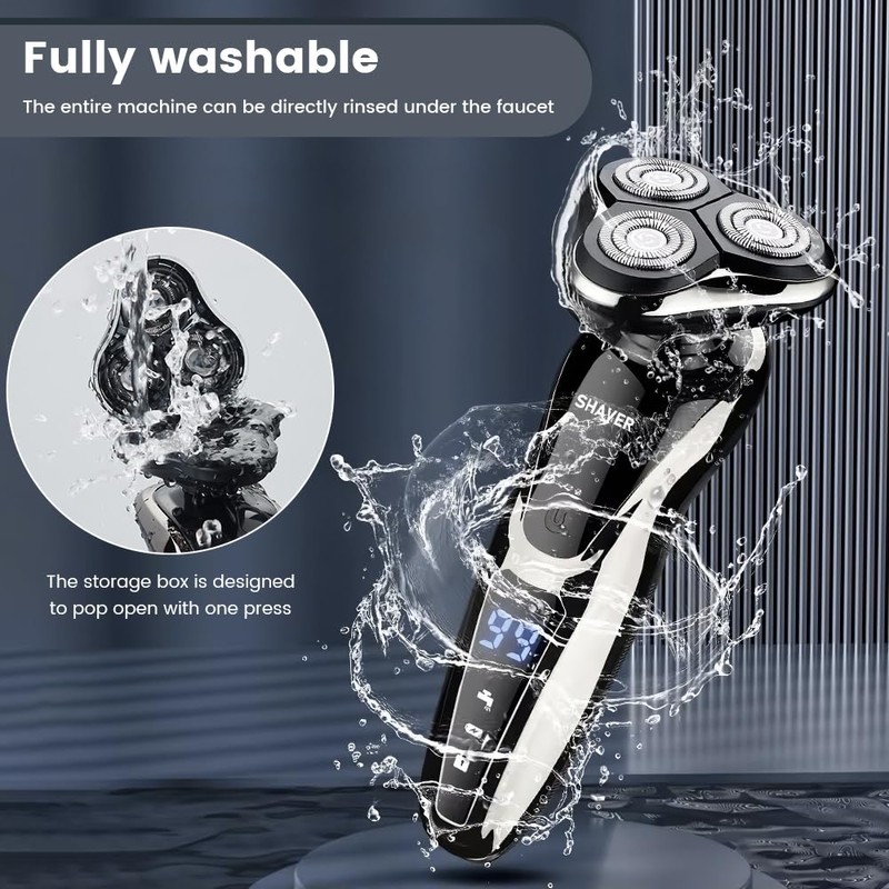 Dexmary 3-in-1 Electric Shavers for Men, LED Display, IPX7 Waterproof