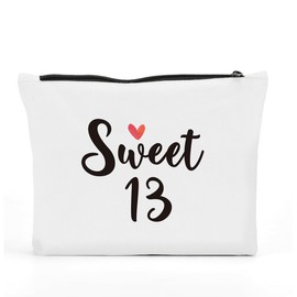 FBCCZEY Funny 13th Birthday Gifts for Girls: Sweet 13 Makeup Bag, Cosmetic Bag, Makeup Pouch
