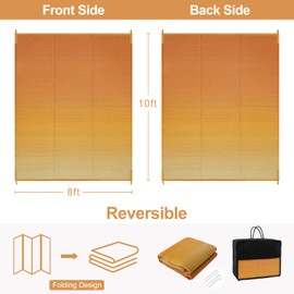 Lahome Waterproof RV Outdoor Rugs for Camping 8x10,Reversible Plastic Straw Rug Patio Rv Mats for Outside Under Awning,Portable Lightweight Carpet for Porch Backyard,Orange-Yellow 8x10