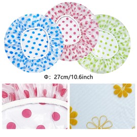 3 PCS Shower Cap Elastic Waterproof Shower Caps Reusable Bath Caps for Shower for Women Men Kids (Floral)
